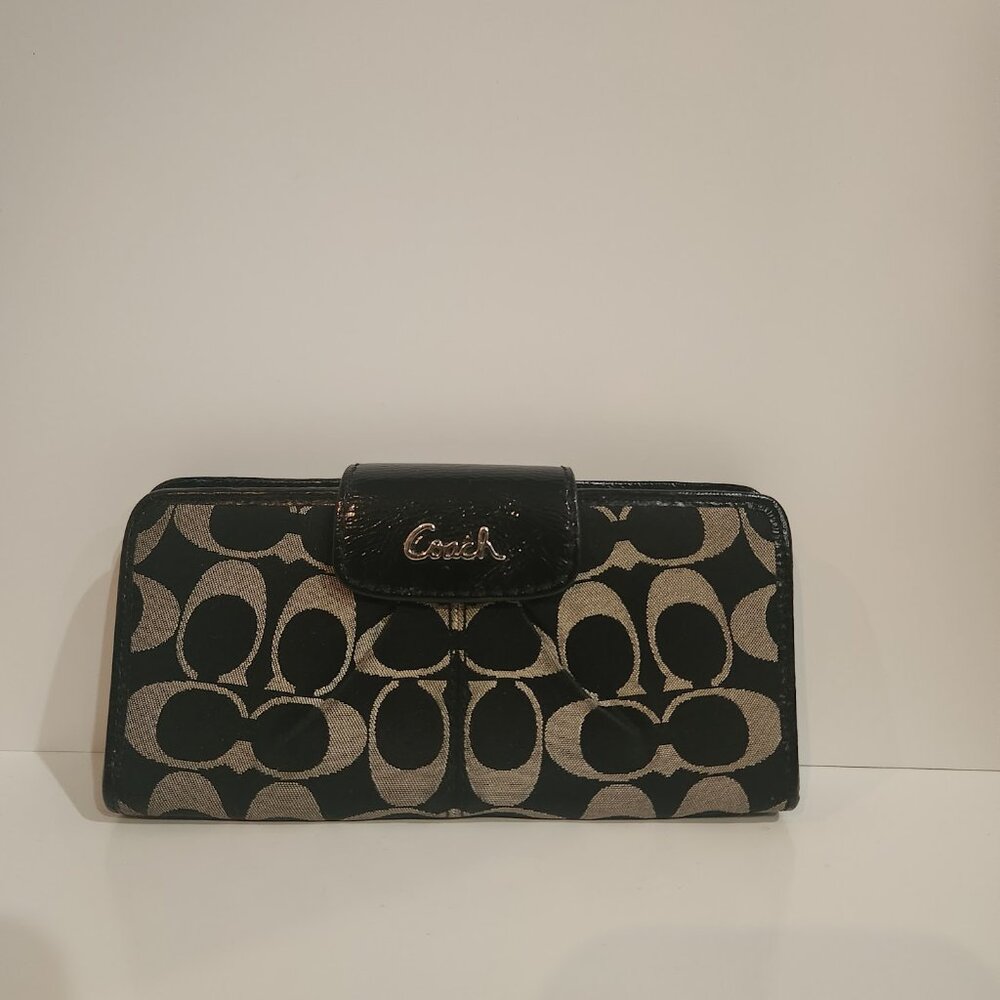 Coach Classic Monogram Canvas and Leather Clasp Bifold Wallet